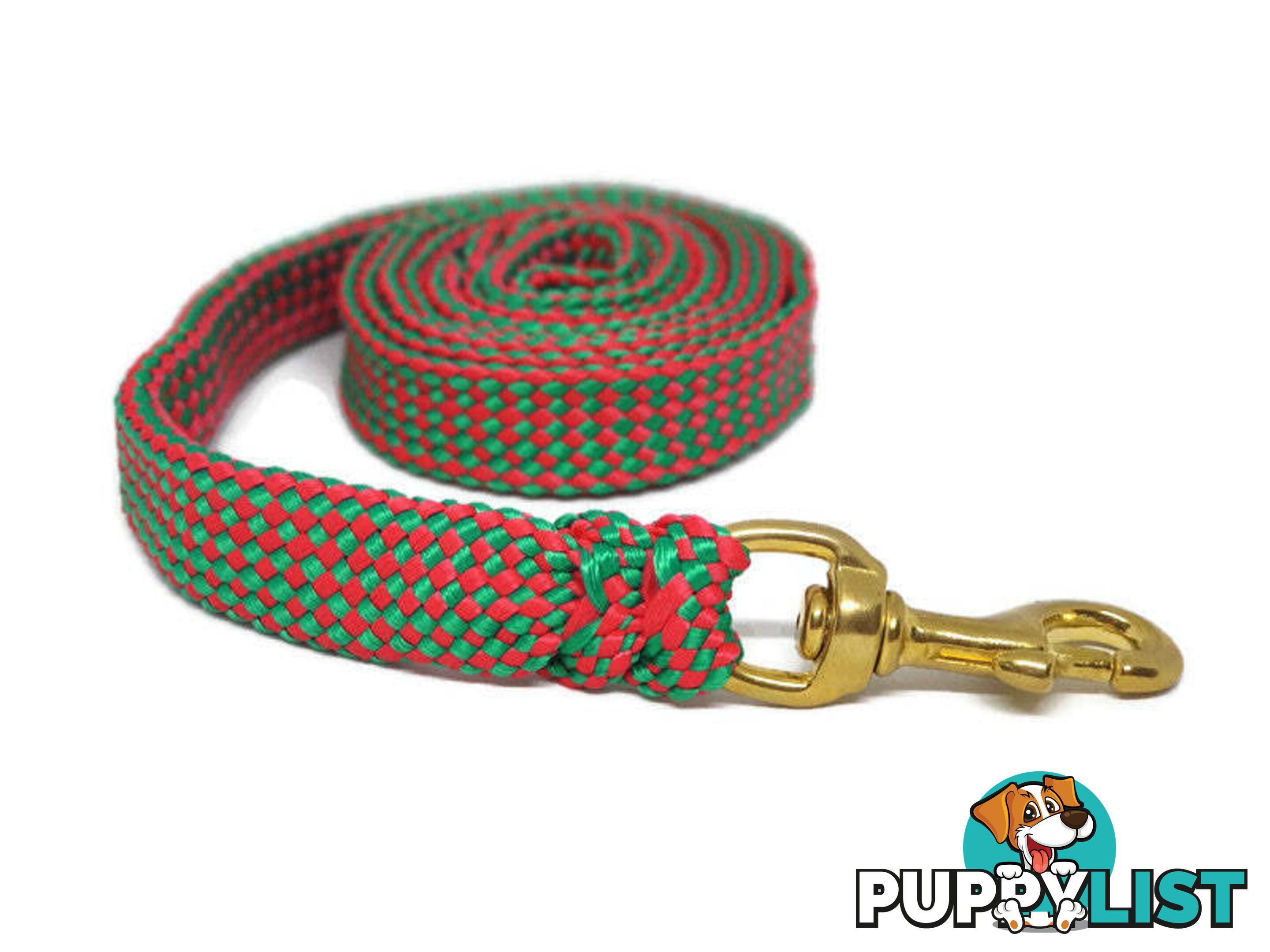 1.8m to 10m Long Dog Lead No Stitching Tough Yarnix 20mm Wide - YNXLD201.8SSGRN