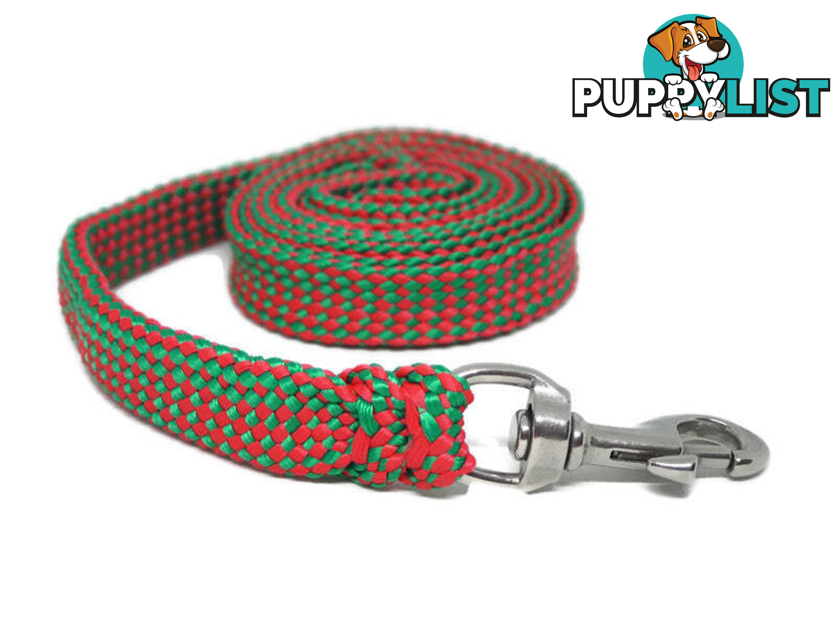 1.8m to 10m Long Dog Lead No Stitching Tough Yarnix 20mm Wide - YNXLD201.8SSGRN