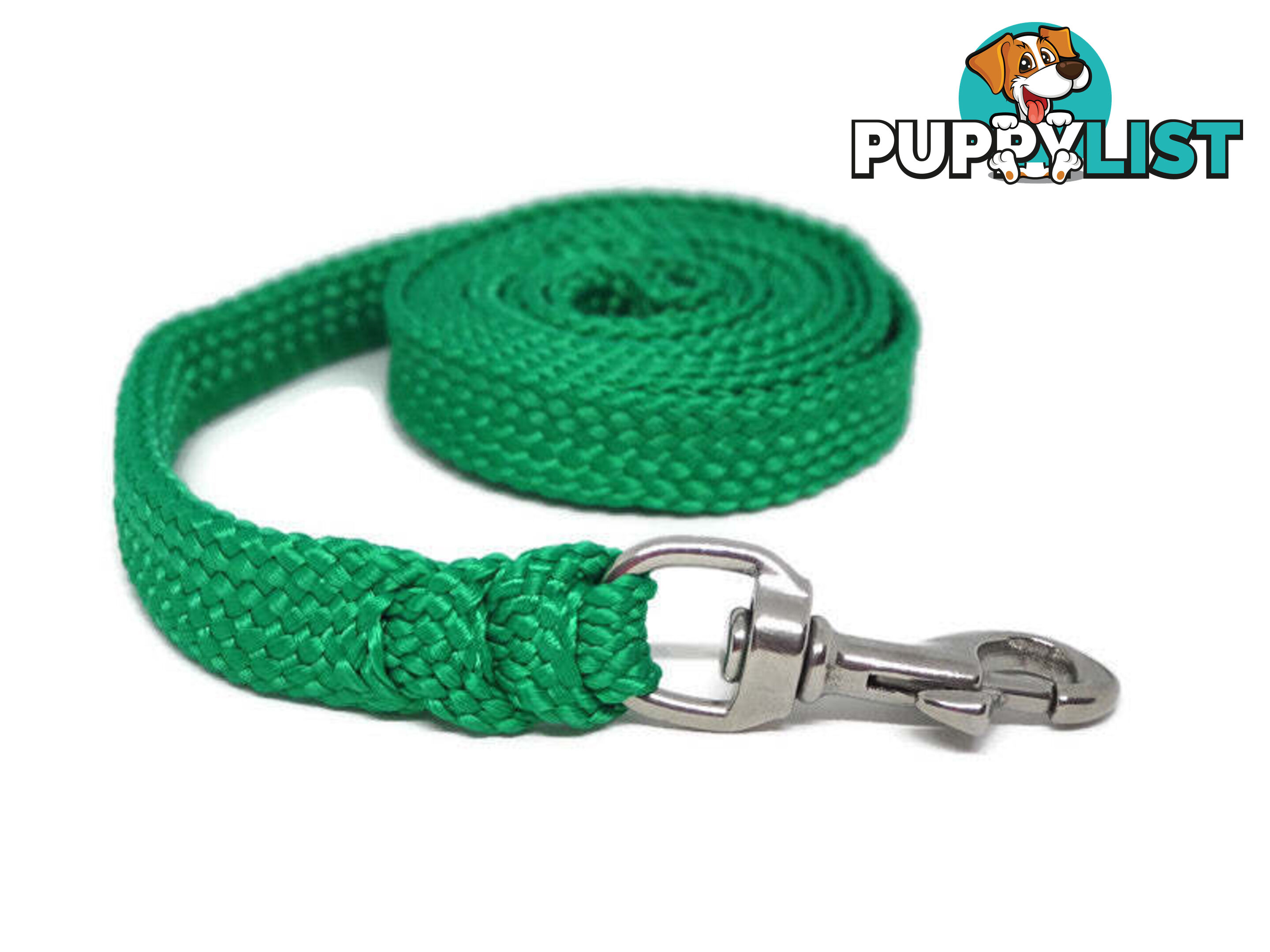 1.8m to 10m Long Dog Lead No Stitching Tough Yarnix 20mm Wide - YNXLD201.8SSGRN