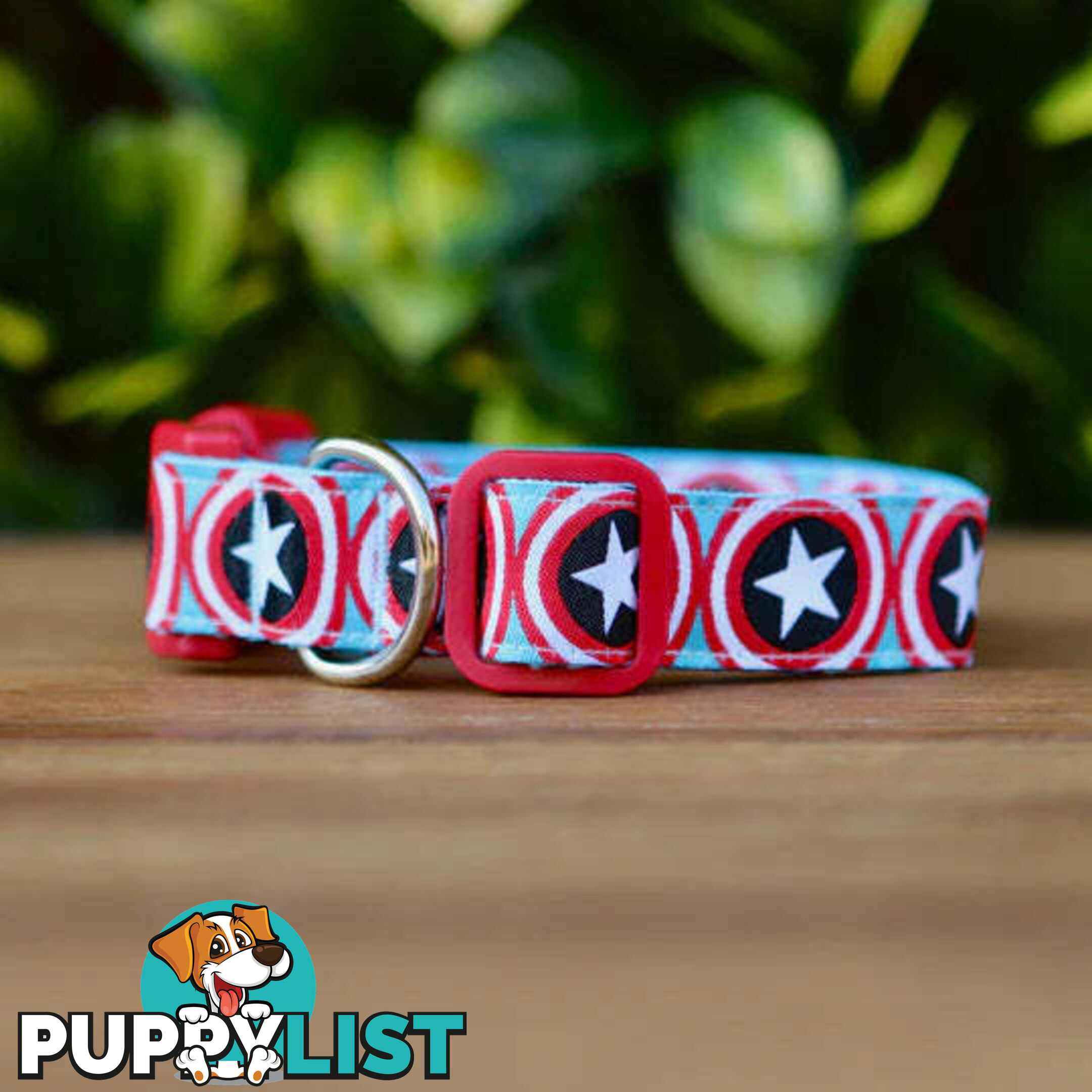 Captain America Dog Collar - Hand Made by The Bark Side - TBSCAPXS