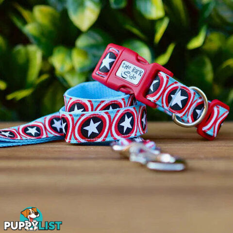 Captain America Dog Collar - Hand Made by The Bark Side - TBSCAPXS