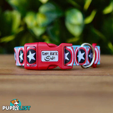 Captain America Dog Collar - Hand Made by The Bark Side - TBSCAPXS