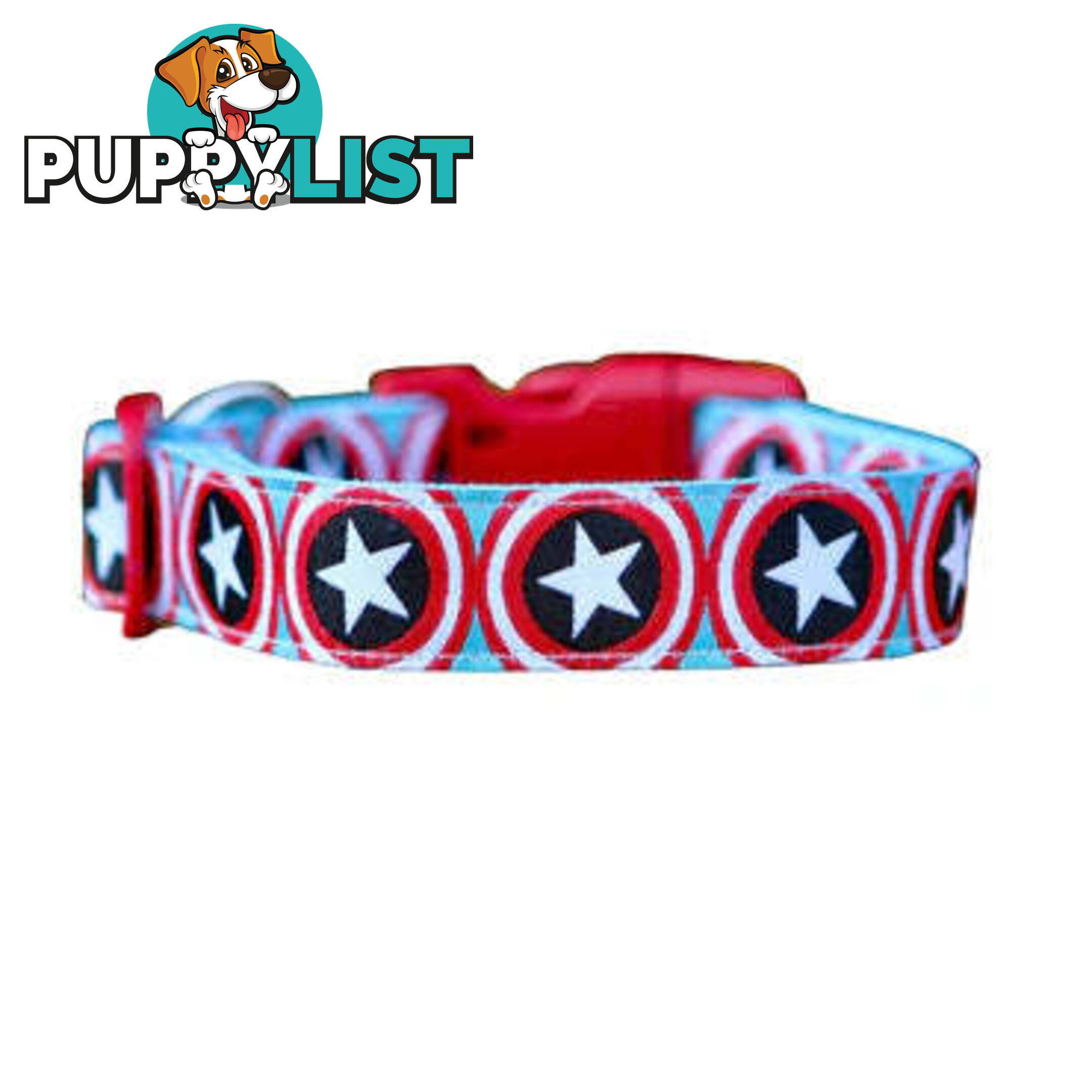 Captain America Dog Collar - Hand Made by The Bark Side - TBSCAPXS