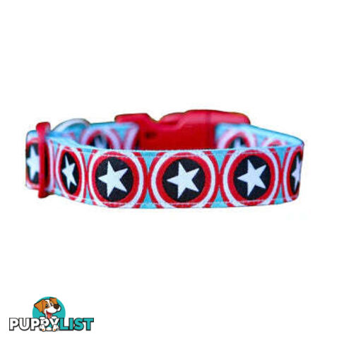 Captain America Dog Collar - Hand Made by The Bark Side - TBSCAPXS