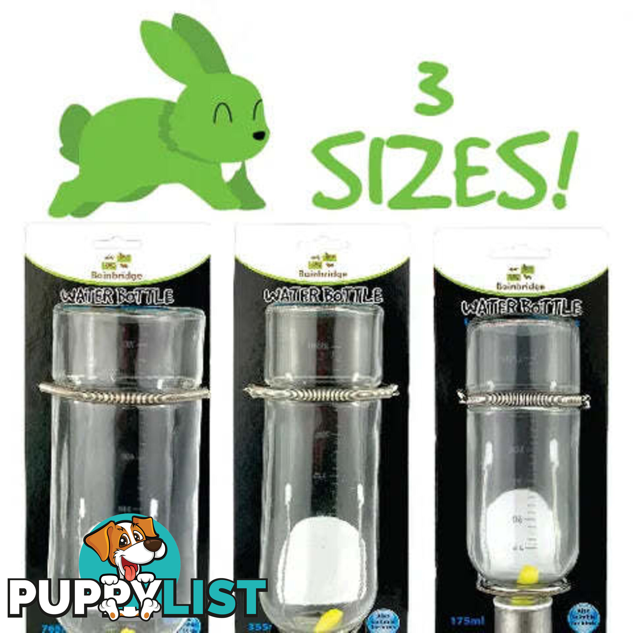 GLASS WATER BOTTLE RABBITS - BAINBRIDGE - BB-A8113