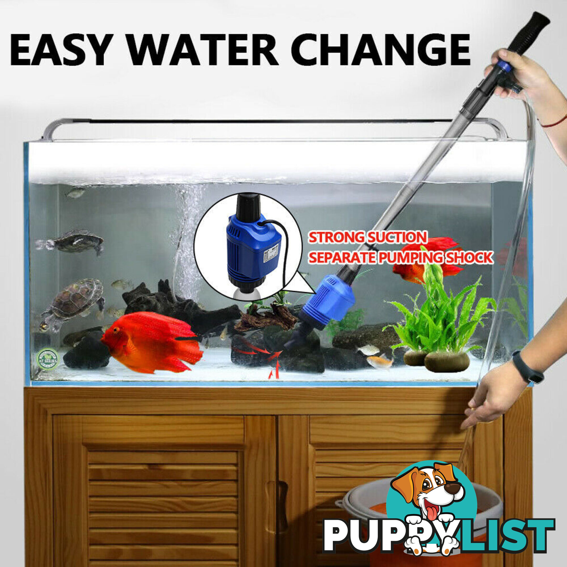 Electric Aquarium Fish Tank Cleaner Water Exchanger Siphon Vacuum Sand Cleaner - V201-GAA01BLU20AU