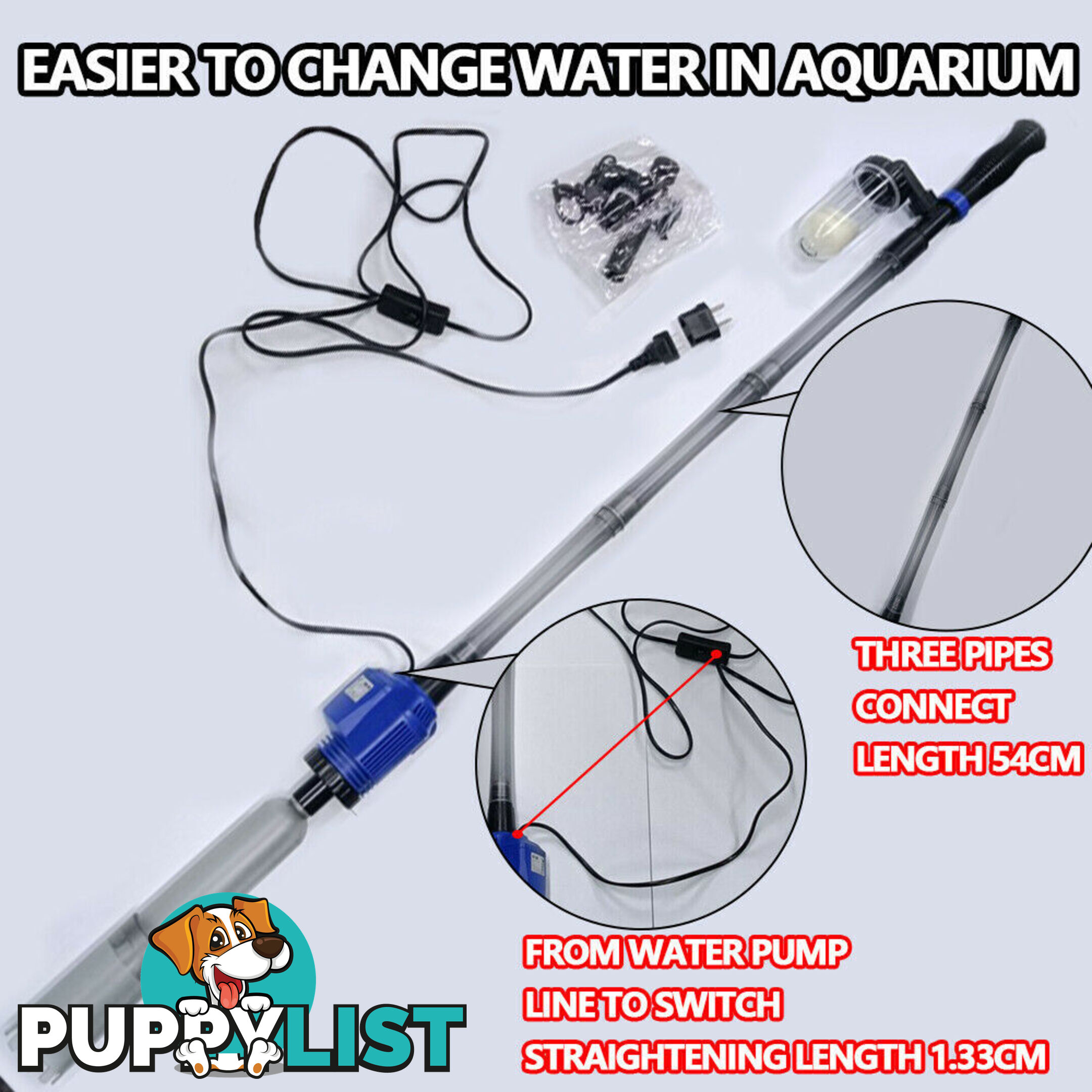 Electric Aquarium Fish Tank Cleaner Water Exchanger Siphon Vacuum Sand Cleaner - V201-GAA01BLU20AU