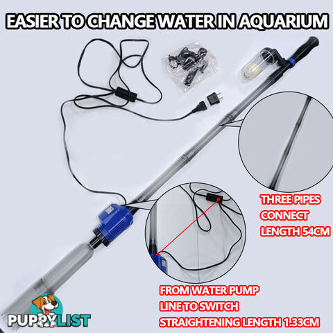 Electric Aquarium Fish Tank Cleaner Water Exchanger Siphon Vacuum Sand Cleaner - V201-GAA01BLU20AU