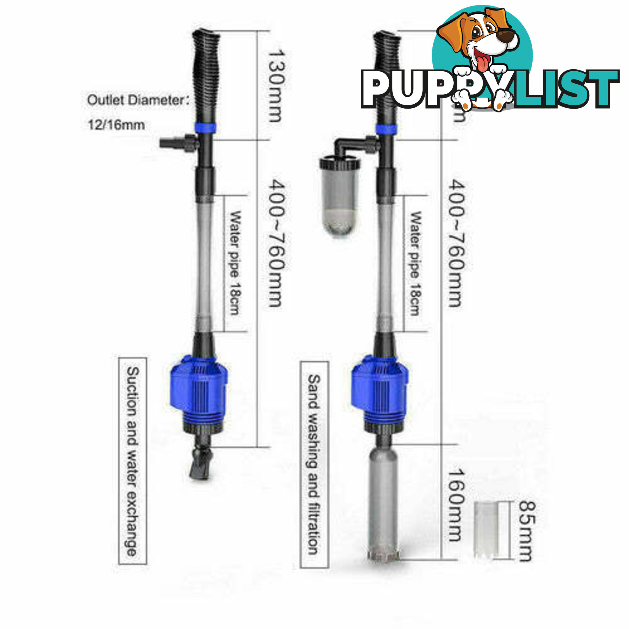 Electric Aquarium Fish Tank Cleaner Water Exchanger Siphon Vacuum Sand Cleaner - V201-GAA01BLU20AU