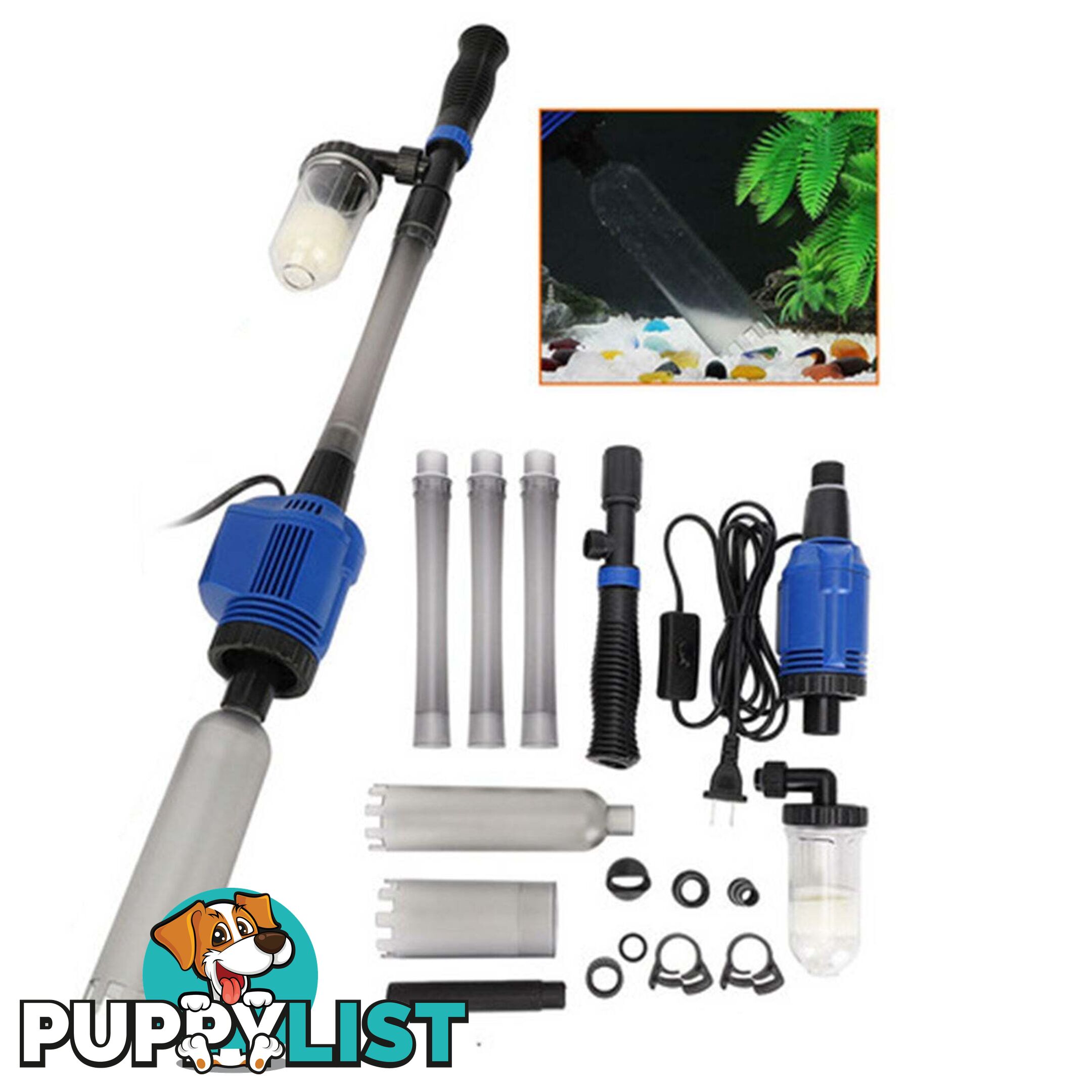 Electric Aquarium Fish Tank Cleaner Water Exchanger Siphon Vacuum Sand Cleaner - V201-GAA01BLU20AU