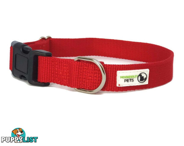 100% Pure Bamboo Fibre Dog Collar Plastic Buckle - Moondidley Pets - MDPCOLBAMXSRED