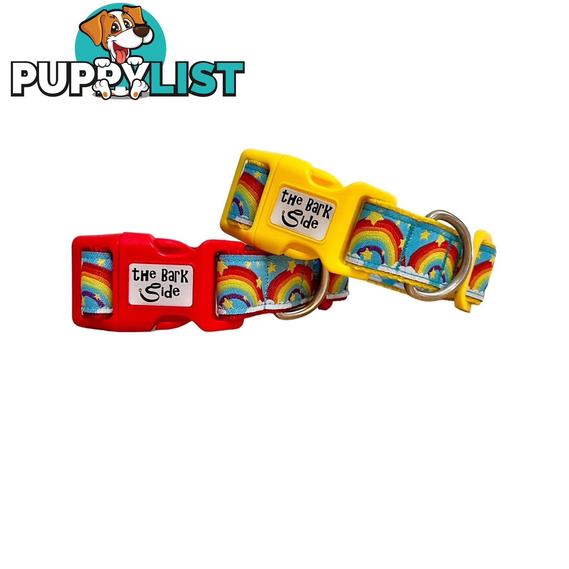 Rainbow Dog Collar - Hand Made by The Bark Side - TBSRAIXSRED