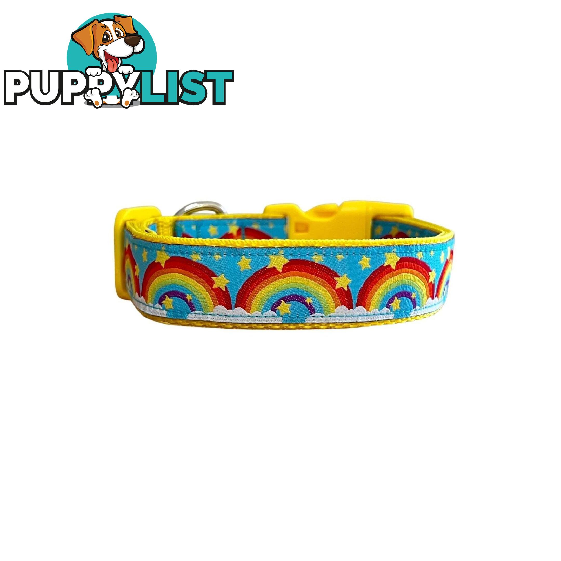Rainbow Dog Collar - Hand Made by The Bark Side - TBSRAIXSRED