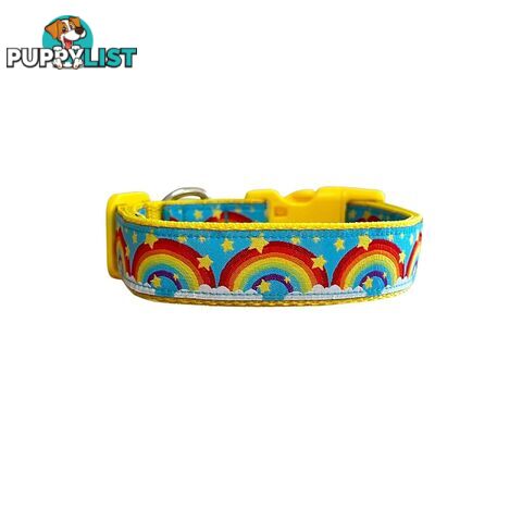 Rainbow Dog Collar - Hand Made by The Bark Side - TBSRAIXSRED