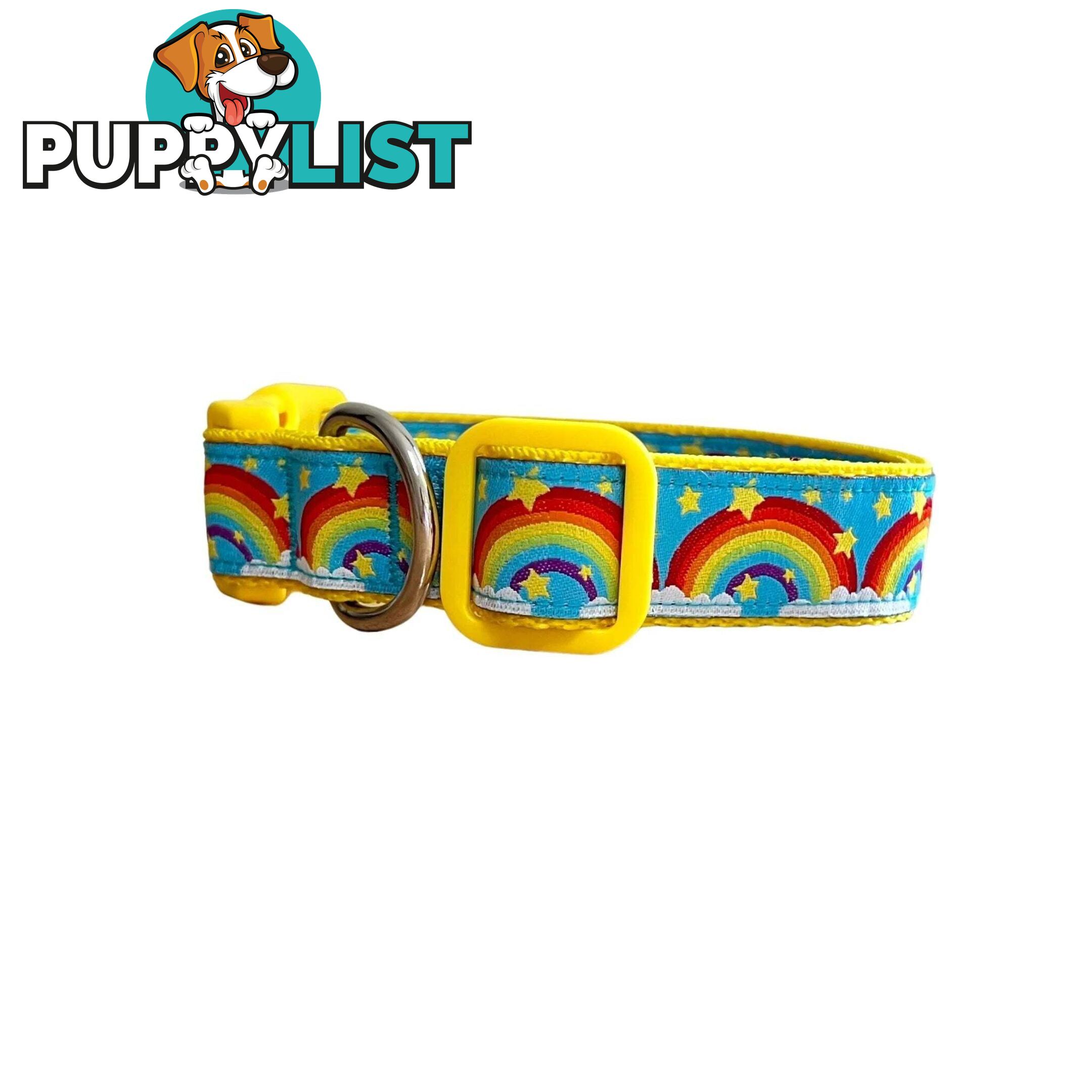 Rainbow Dog Collar - Hand Made by The Bark Side - TBSRAIXSRED