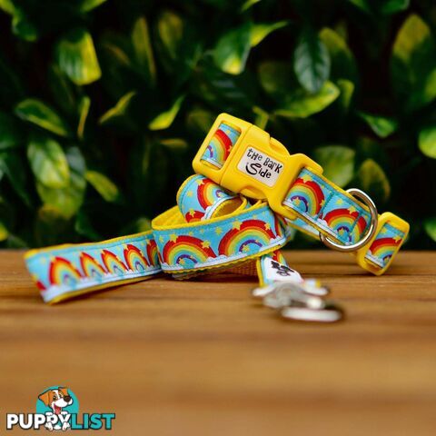 Rainbow Dog Collar - Hand Made by The Bark Side - TBSRAIXSRED