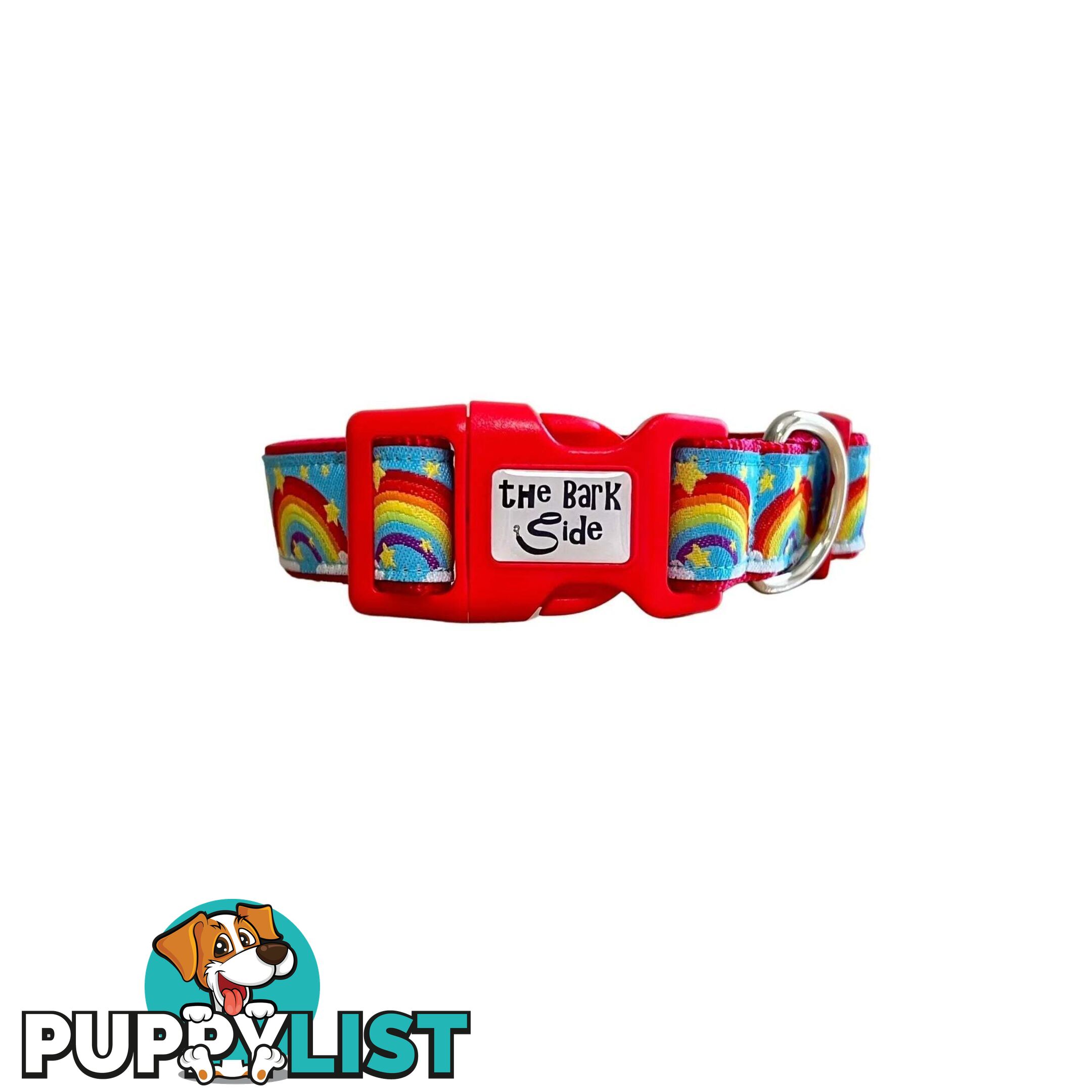 Rainbow Dog Collar - Hand Made by The Bark Side - TBSRAIXSRED