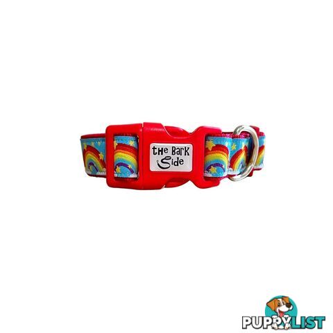 Rainbow Dog Collar - Hand Made by The Bark Side - TBSRAIXSRED