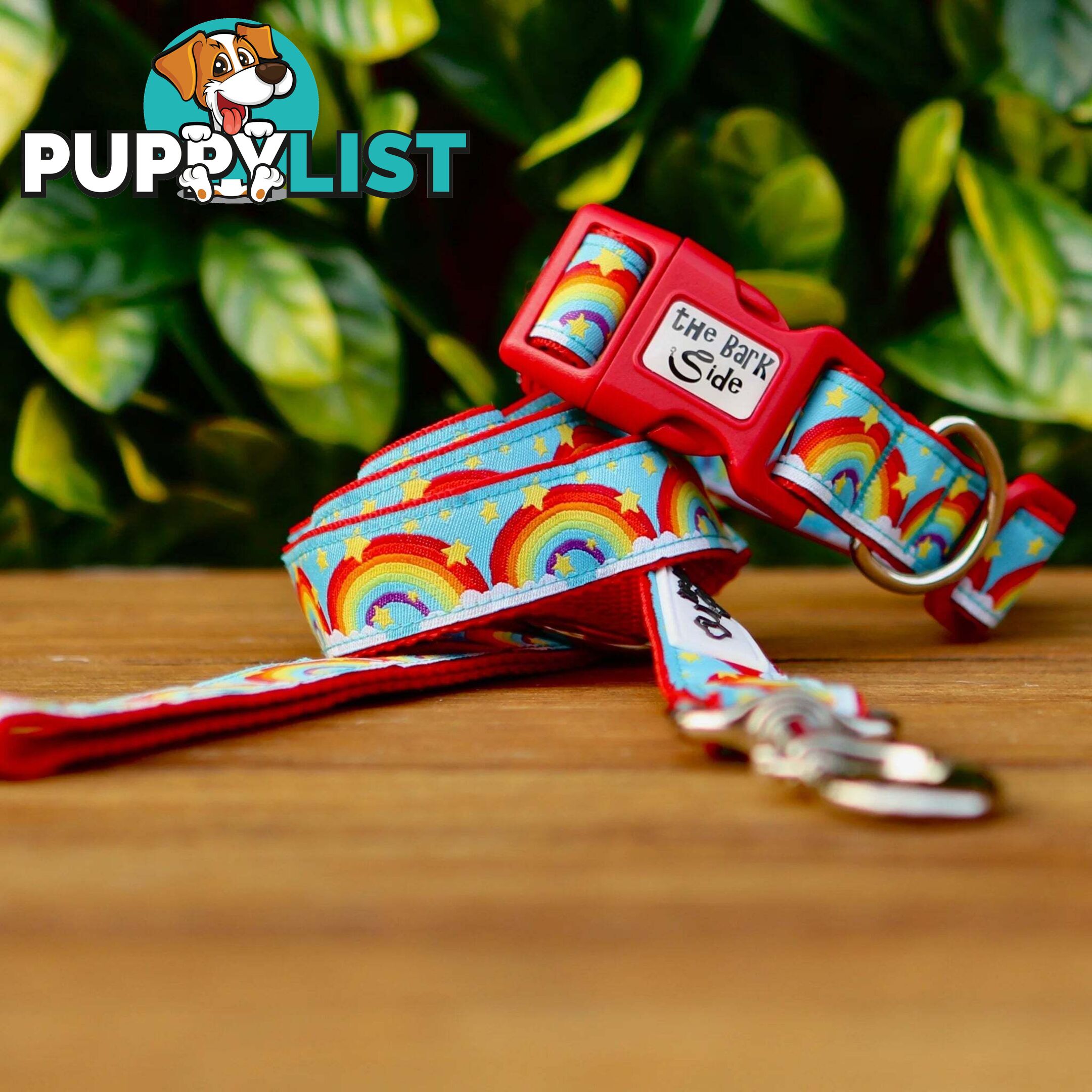Rainbow Dog Collar - Hand Made by The Bark Side - TBSRAIXSRED