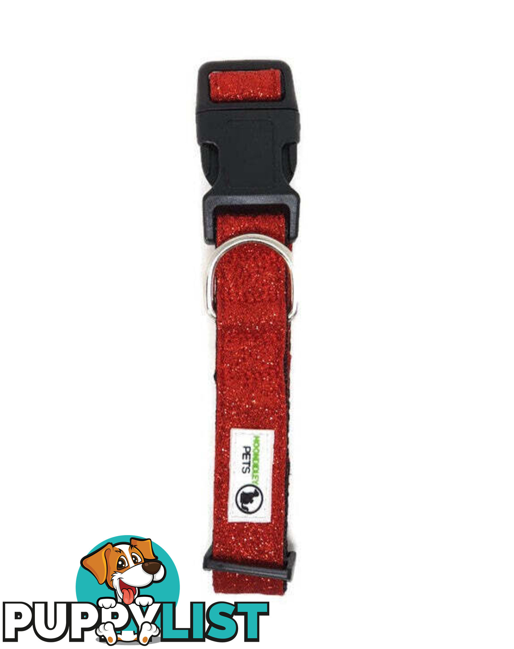 Bling Glitter Overlay Nylon Collar - Breakaway Buckle - Moondidley Pets - MDPCOLBLIXSRED