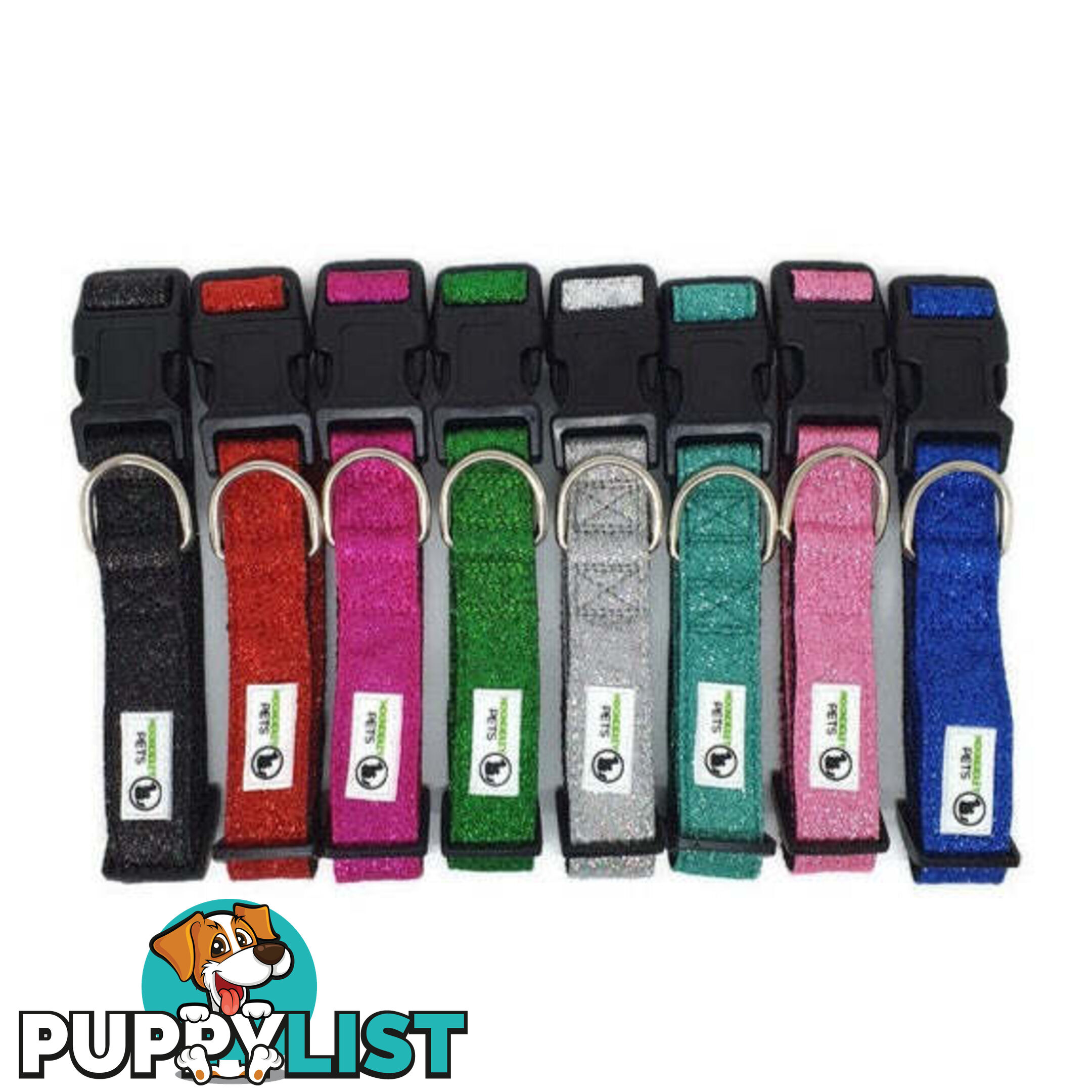 Bling Glitter Overlay Nylon Collar - Breakaway Buckle - Moondidley Pets - MDPCOLBLIXSRED