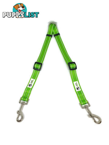 2 Dog Double Lead Coupler, Nylon w/Reflective Stitching - Moondidley Pets - MDPLDCOULPUR