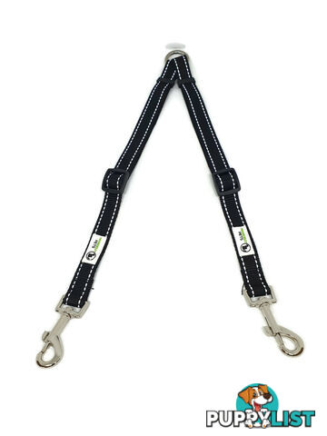 2 Dog Double Lead Coupler, Nylon w/Reflective Stitching - Moondidley Pets - MDPLDCOULPUR