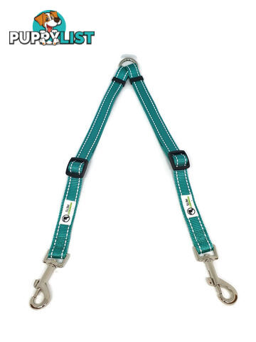 2 Dog Double Lead Coupler, Nylon w/Reflective Stitching - Moondidley Pets - MDPLDCOULPUR