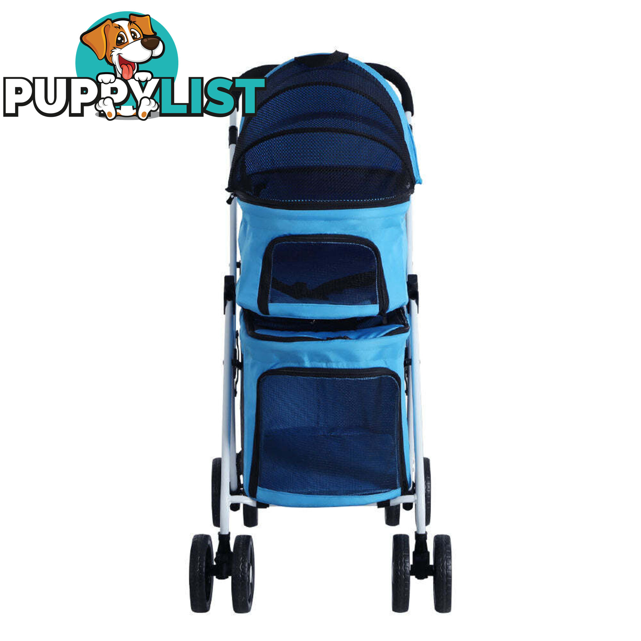 i.Pet Pet Stroller Dog Pram Large Cat Carrier Travel Foldable 4 Wheels Double - PET-STROLLER-2T-BL