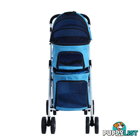 i.Pet Pet Stroller Dog Pram Large Cat Carrier Travel Foldable 4 Wheels Double - PET-STROLLER-2T-BL