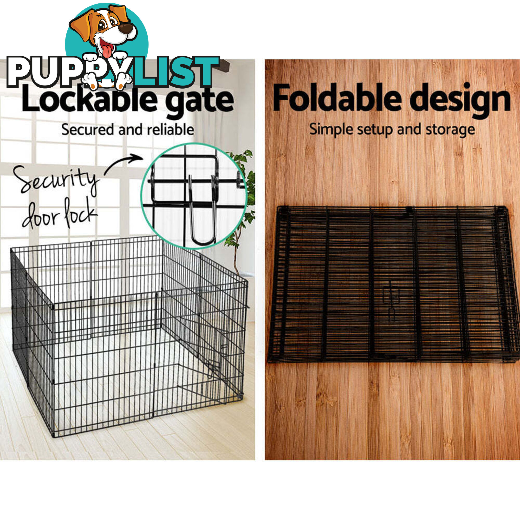 i.Pet 30" 8 Panel Dog Playpen Pet Fence Exercise Cage Enclosure Play Pen - PET-DOGPLAYPEN-30