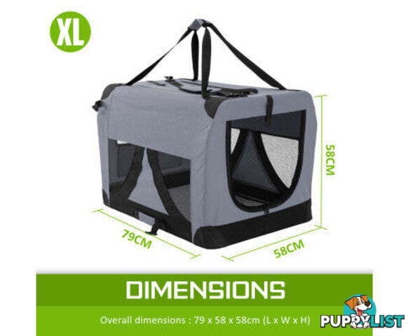 Paw Mate Portable Soft Dog Cage Crate Carrier - V274-PET-02XXXL-GY
