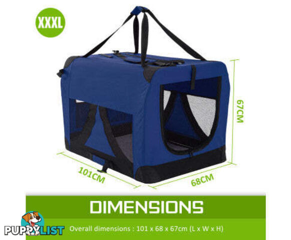 Paw Mate Portable Soft Dog Cage Crate Carrier - V274-PET-02XXXL-GY