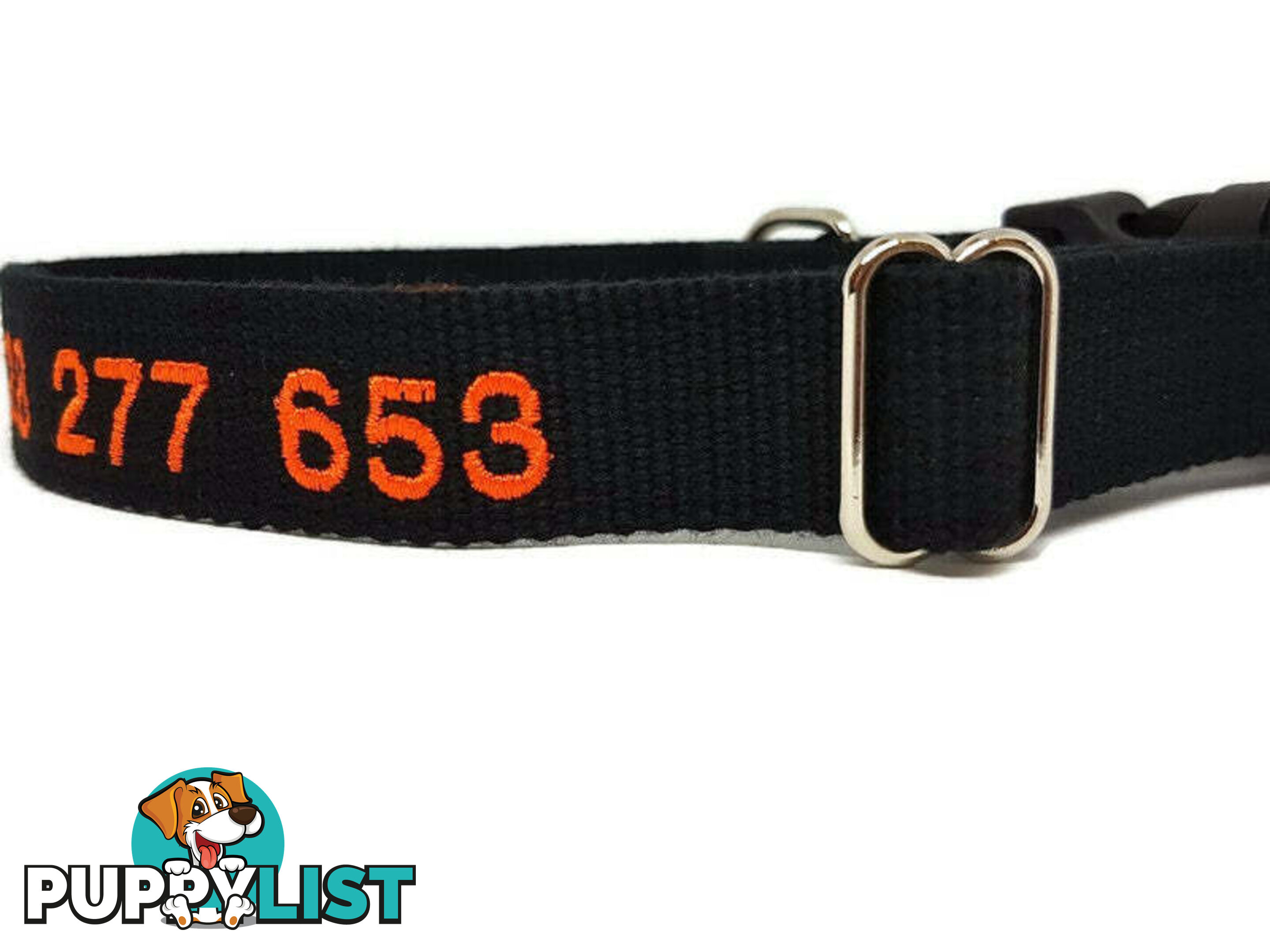 Doggie ID Collar Bamboo Fibre Personalised Embroidered - CCB-CO-001-MGN-NO