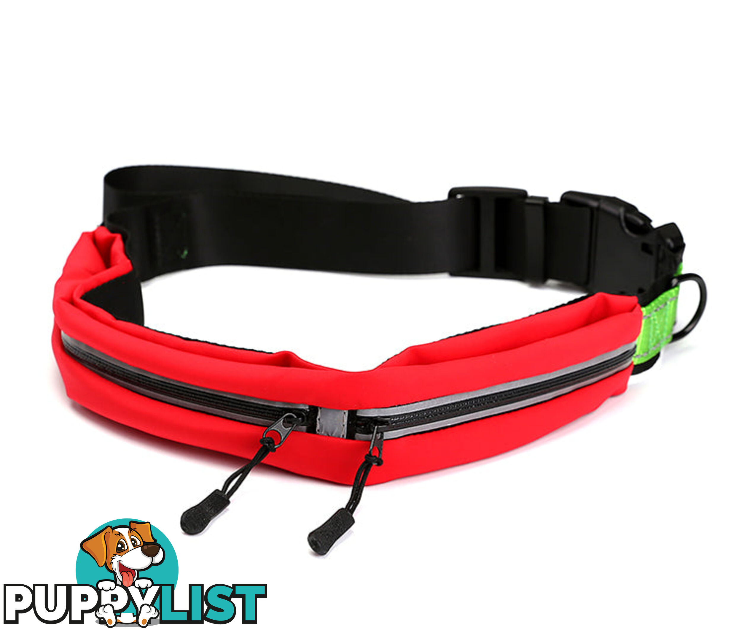 Hands Free Runner/Walker Waist Dog Leash Reflective- Moondidley Pets - MDPLDRUNRED