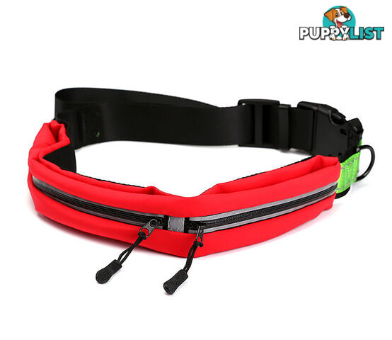 Hands Free Runner/Walker Waist Dog Leash Reflective- Moondidley Pets - MDPLDRUNRED