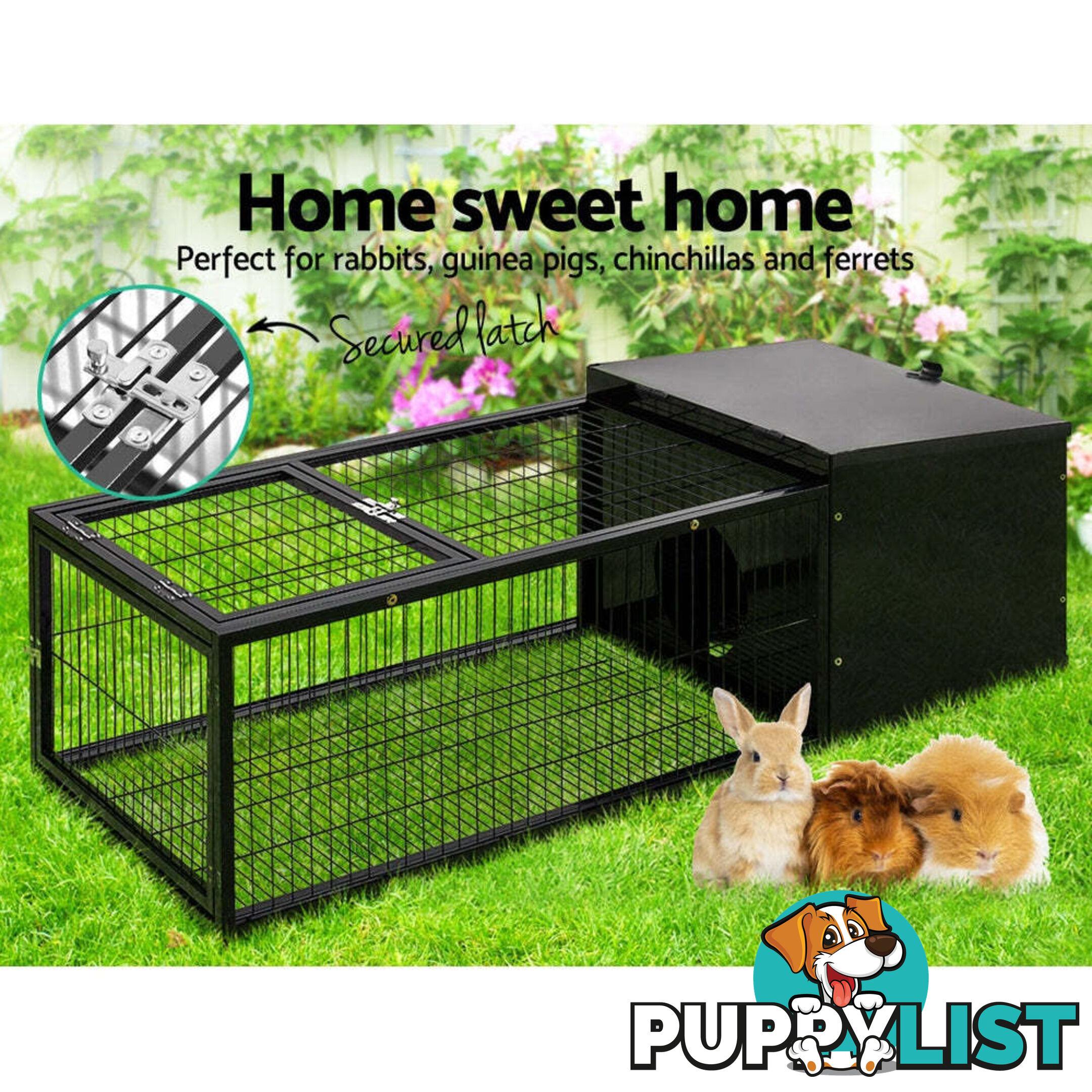 i.Pet Rabbit Cage 122x52cm Hutch Enclosure Carrier Metal - PET-RAB-CAGE-L120