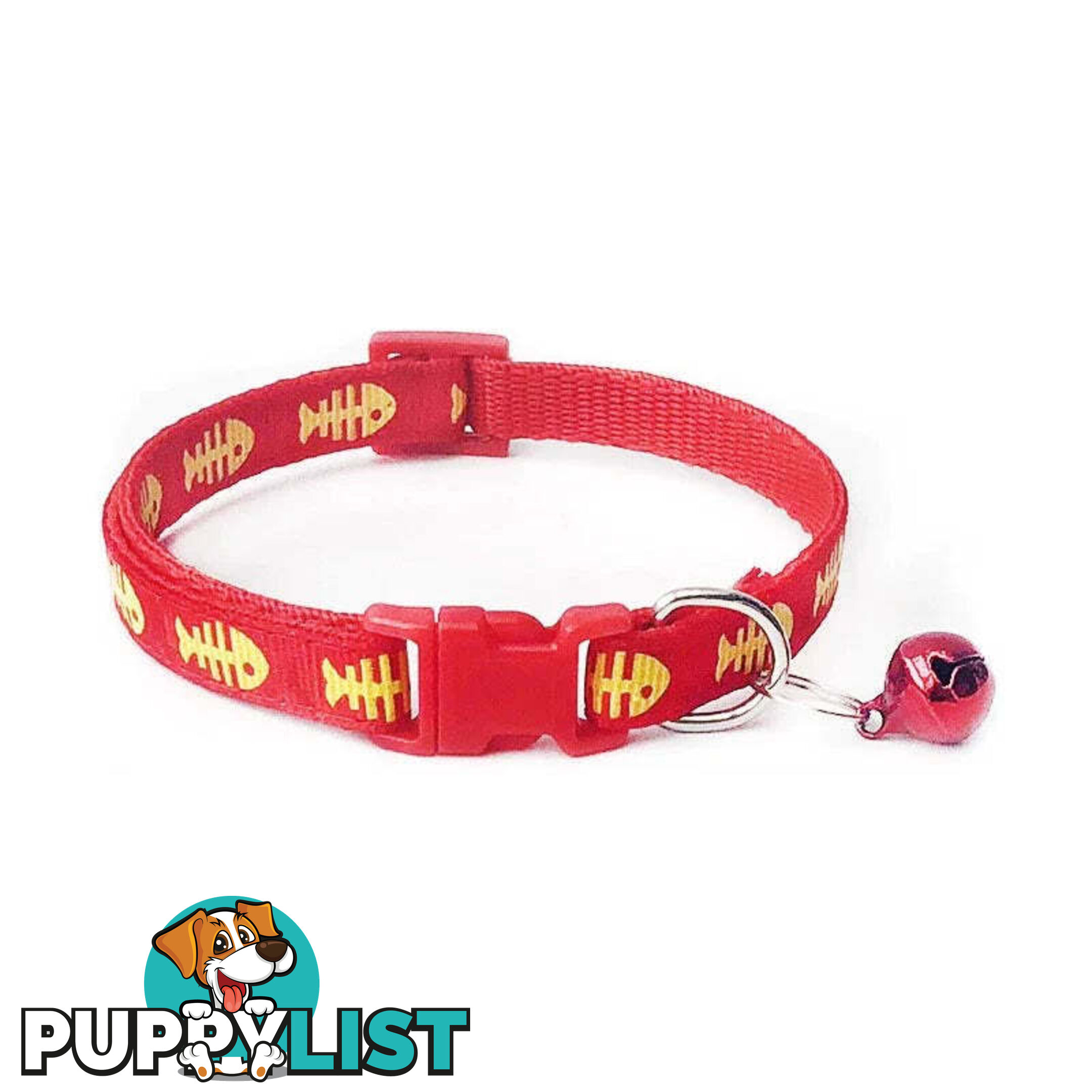 Fish Bone Cat Collar - Hand Made by The Bark Side - TBSFISPNK