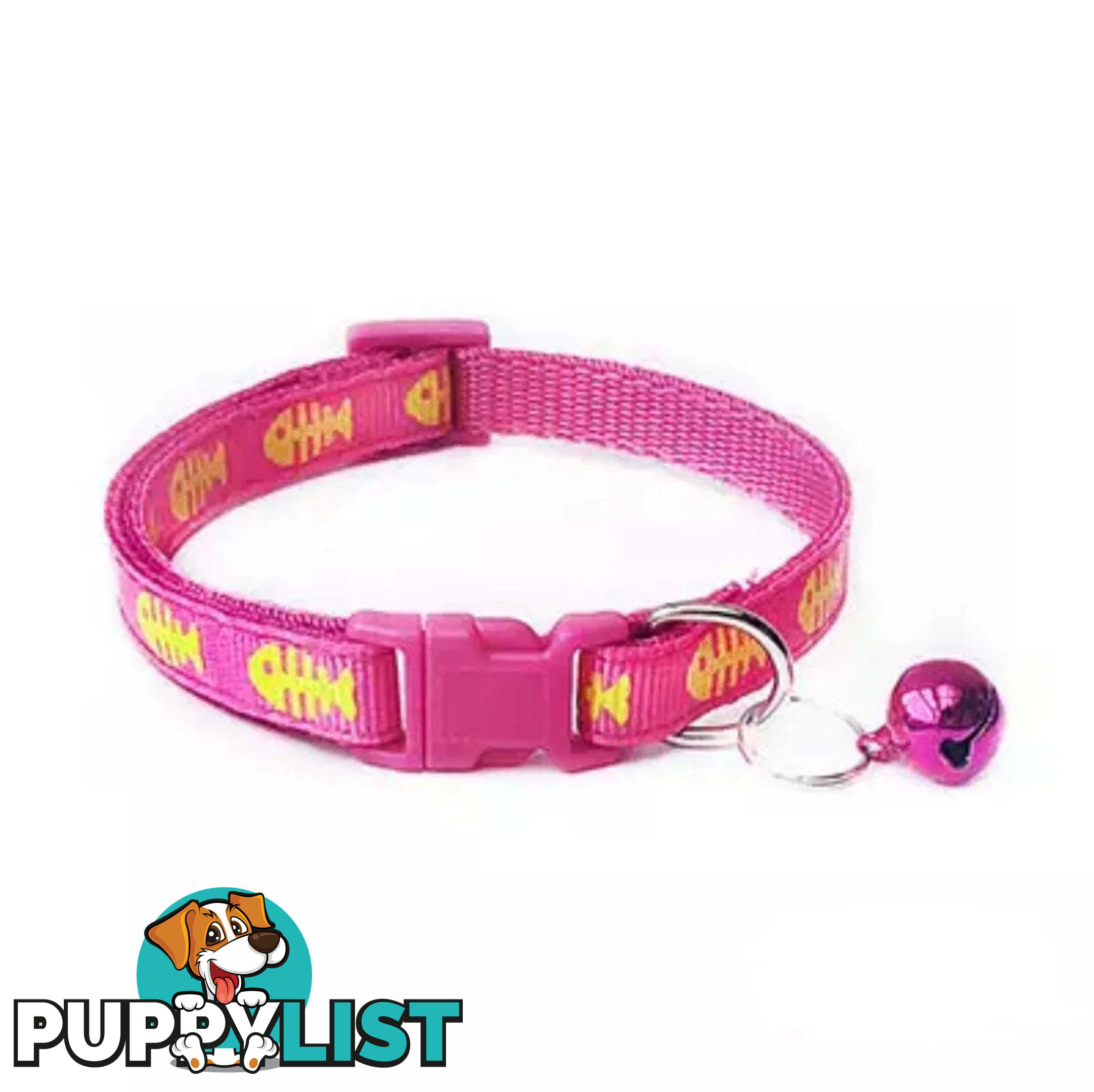 Fish Bone Cat Collar - Hand Made by The Bark Side - TBSFISPNK