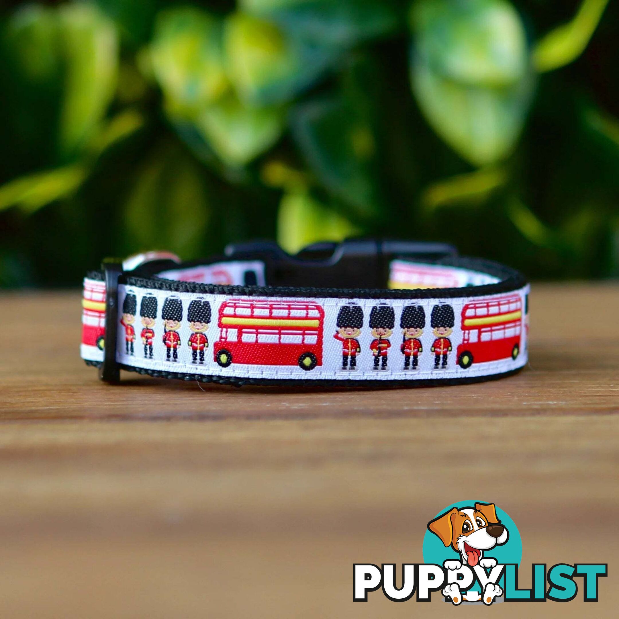 London Themed Dog Collar / XS - M - Hand Made by The Bark Side - TBSLONXSRED