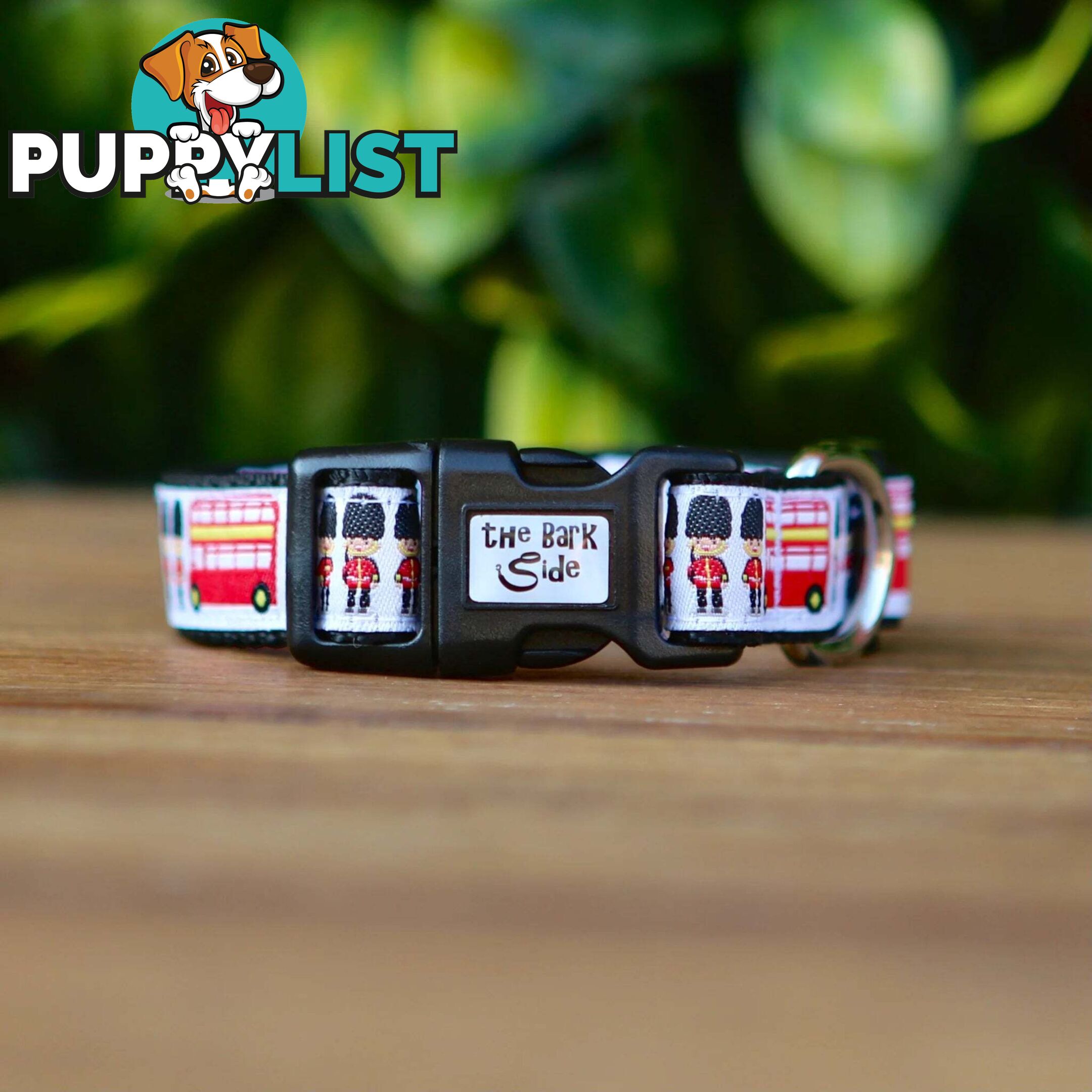 London Themed Dog Collar / XS - M - Hand Made by The Bark Side - TBSLONXSRED