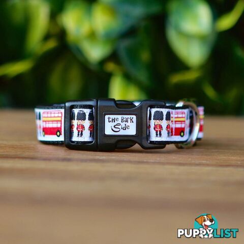 London Themed Dog Collar / XS - M - Hand Made by The Bark Side - TBSLONXSRED