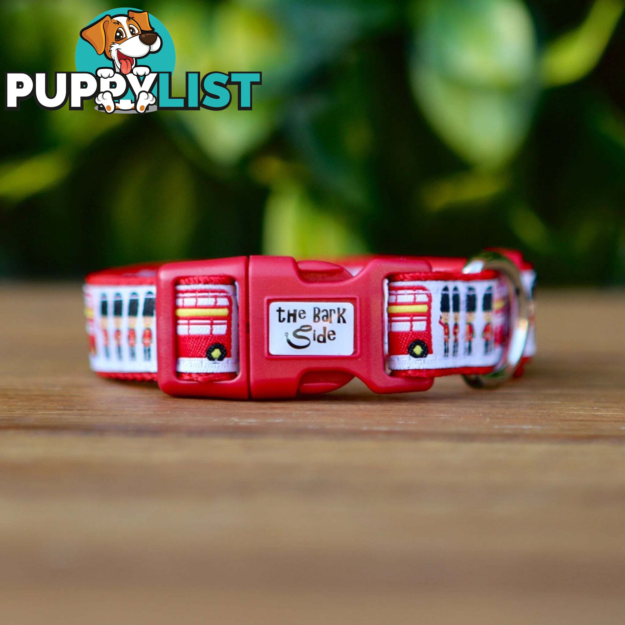 London Themed Dog Collar / XS - M - Hand Made by The Bark Side - TBSLONXSRED
