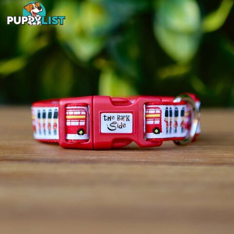 London Themed Dog Collar / XS - M - Hand Made by The Bark Side - TBSLONXSRED