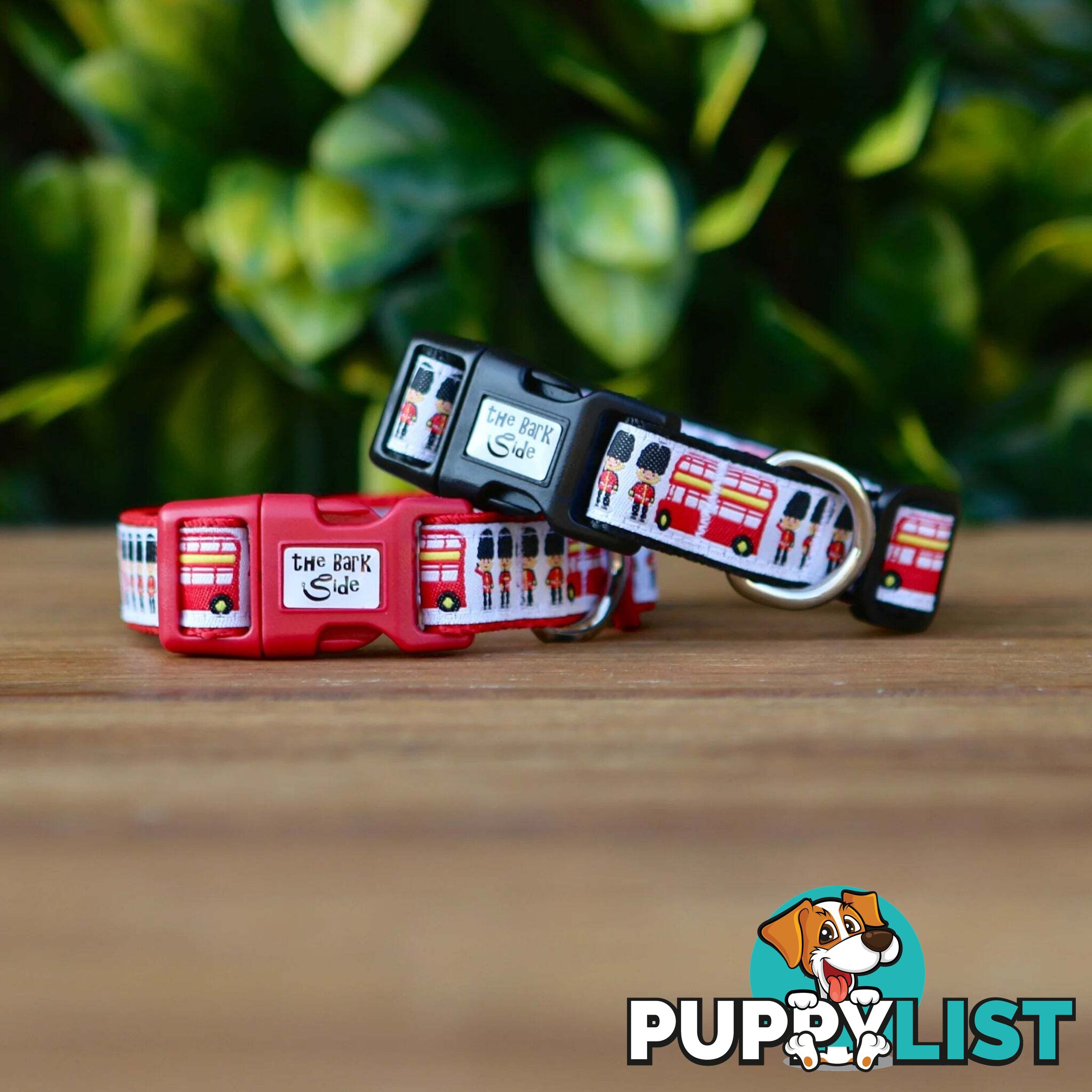 London Themed Dog Collar / XS - M - Hand Made by The Bark Side - TBSLONXSRED