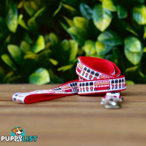 London Themed Dog Lead / Dog Leash - Hand Made by The Bark Side - TBSLDLONRED201.5