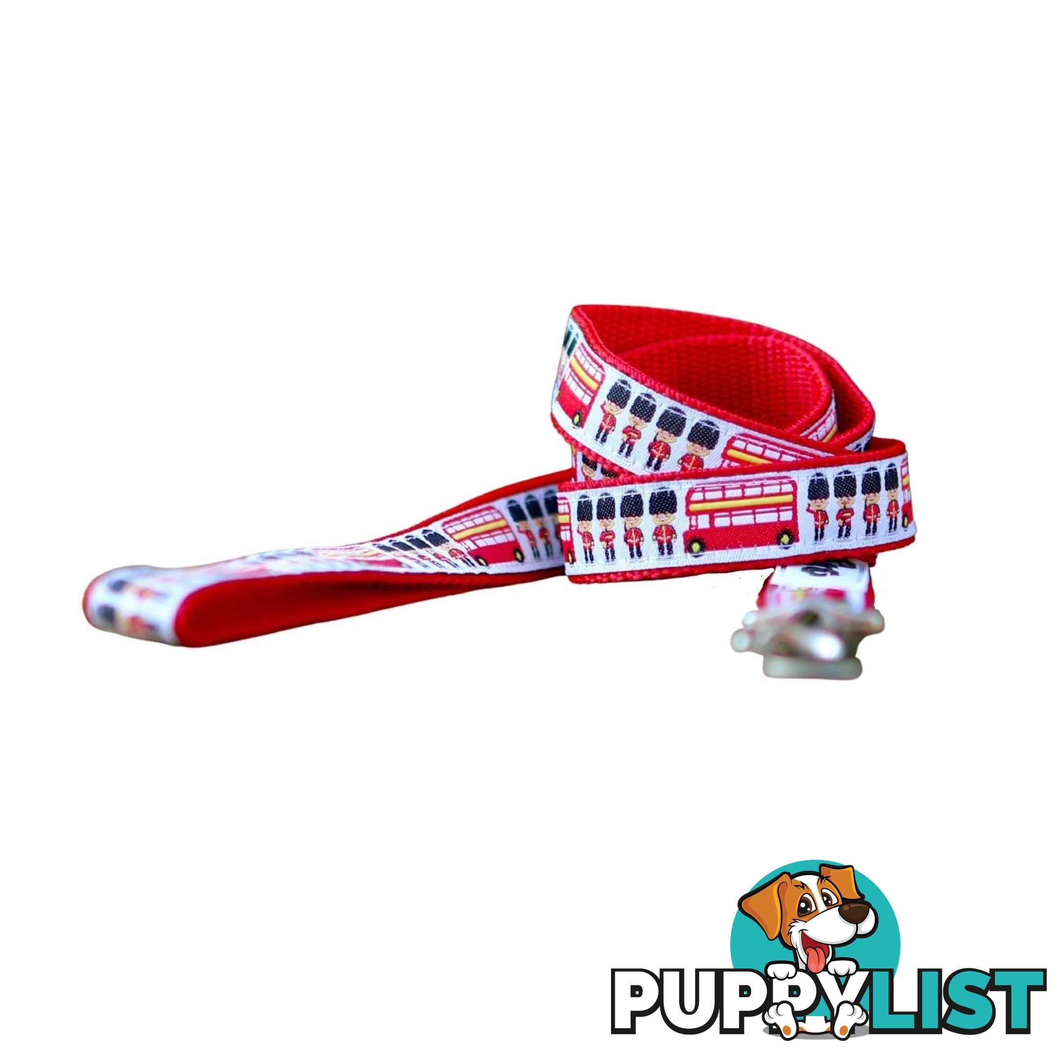 London Themed Dog Lead / Dog Leash - Hand Made by The Bark Side - TBSLDLONRED201.5