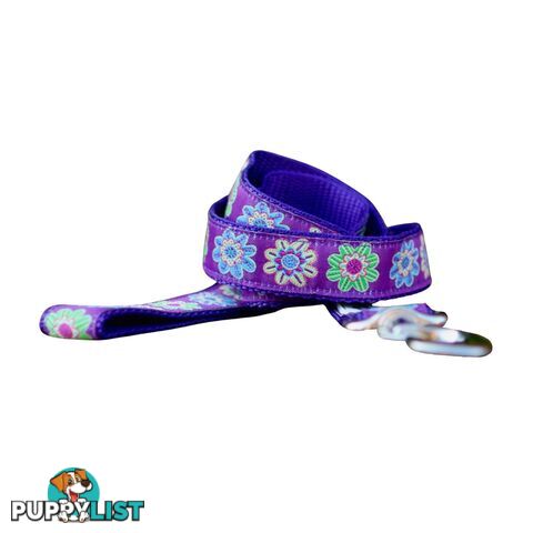 Purple Flower Dog Lead / Dog Leash - Hand Made by The Bark Side - TBSLDFLO201.2