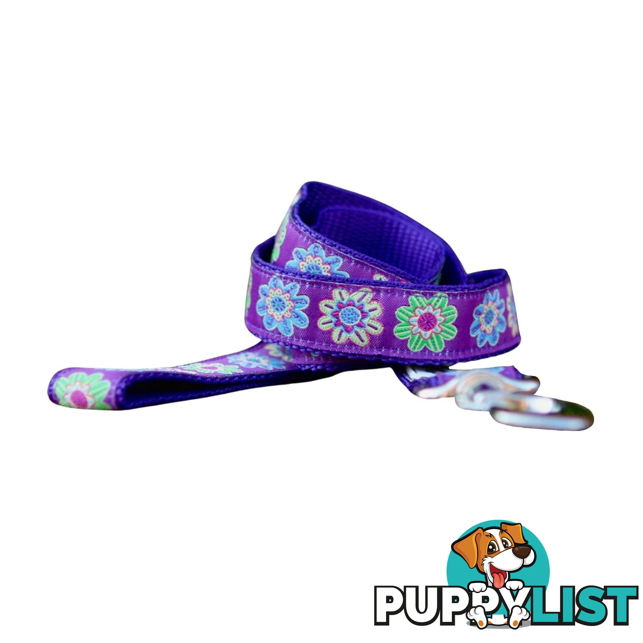 Purple Flower Dog Lead / Dog Leash - Hand Made by The Bark Side - TBSLDFLO201.2