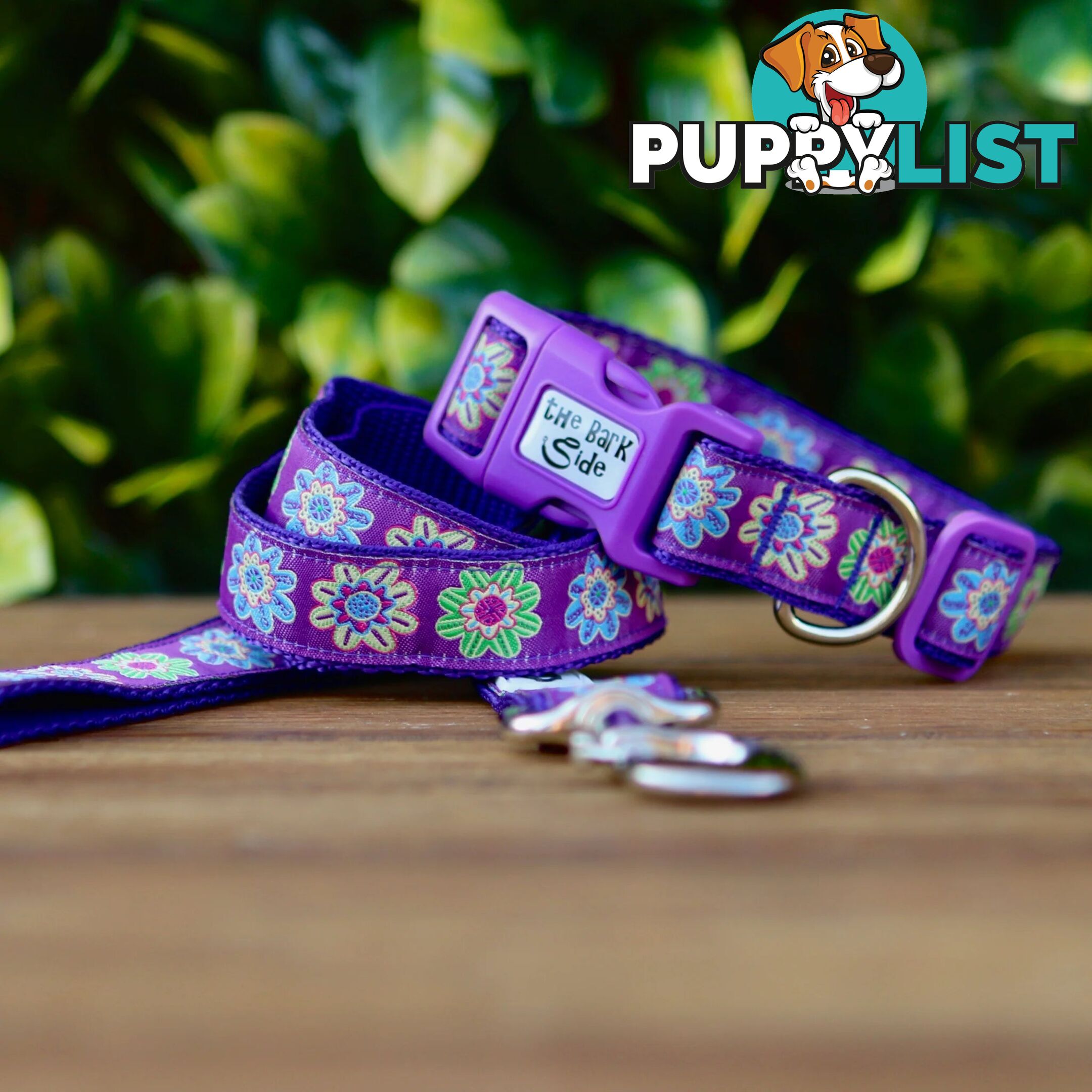 Purple Flower Dog Lead / Dog Leash - Hand Made by The Bark Side - TBSLDFLO201.2